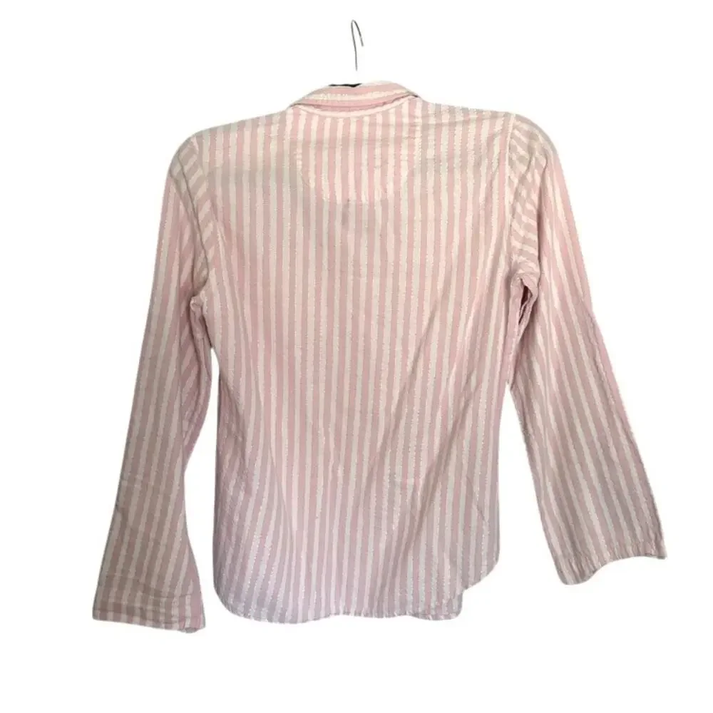Vintage Victoria’s Secret Iconic Pink Stripe Button-Up Pajama Top Y2K XS Tall